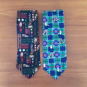 2 Holiday Xmas Gift Golf Ties Alynn Dilbert